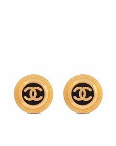 Круглые серьги клипсы 1990 х годов с логотипом CC Chanel pre-owned