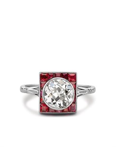 Платиновое кольцо Art Deco с рубином и бриллиантом Pragnell vintage