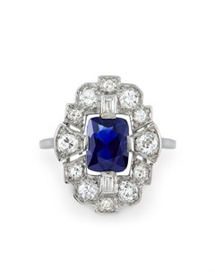 Платиновое кольцо Art Deco с бриллиантом и сапфиром Pragnell vintage