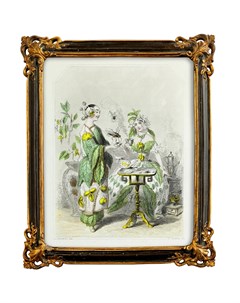 Картина леди чай и кофейное дерево в раме селин зеленый 25x40 см Object desire