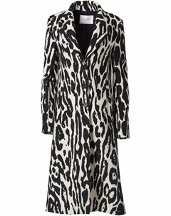 Шерстяное пальто с леопардовым принтом Carolina herrera