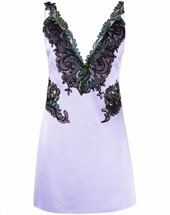Платье с кружевом и кристаллами Versace