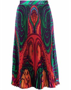 Плиссированная юбка миди с принтом Medusa Music Versace