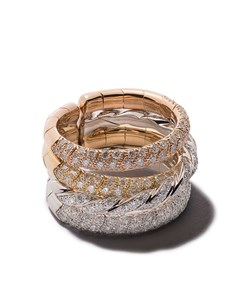 Гибкое наборное кольцо из желтого розового и белого золота David yurman