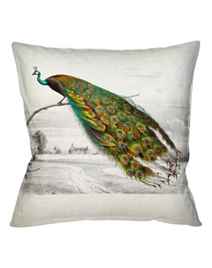 Интерьерная подушка величественно окрашенный портрет павлина зеленый 45x45x12 см Object desire