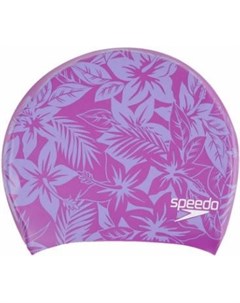 Шапочка для плавания LONG HAIR CAP PRINTED C843 one size розовый фиолетовый Speedo