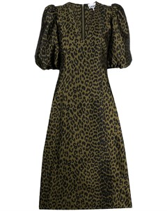 Платье миди с леопардовым принтом Ganni