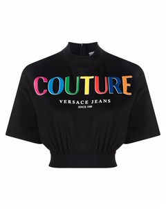 Укороченная футболка с логотипом Couture Versace jeans couture