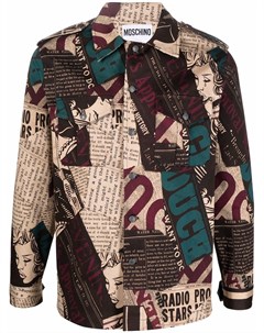 Куртка рубашка с газетным принтом Moschino