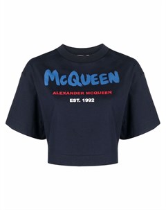 Укороченная футболка с логотипом Alexander mcqueen