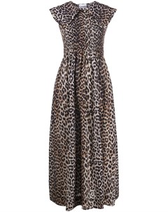 Платье с воротником Питер Пэн и леопардовым принтом Ganni