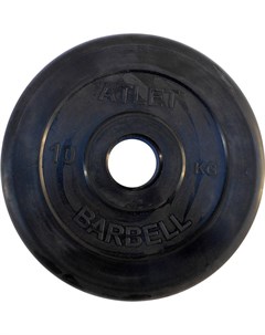 Диск для штанги Atlet обрезиненный 51 мм 10 кг черный MB AtletB51 10 Mb barbell