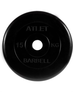 Диск для штанги Atlet обрезиненный 31 мм 15 кг черный MB AtletB31 15 Mb barbell