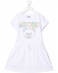 Платье футболка с вышитым логотипом Moschino kids