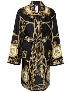 Шелковый халат с принтом Greca Versace