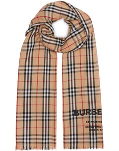 Легкий кашемировый шарф в клетку Vintage Check с вышивкой Burberry