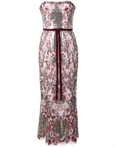 Длинное платье с цветочным узором и пайетками Marchesa notte