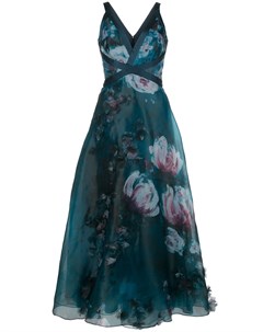 Платье с V образным вырезом и цветочным принтом Marchesa notte
