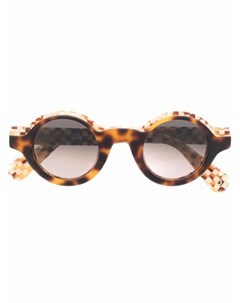 Солнцезащитные очки в круглой полосатой оправе Etnia barcelona