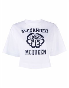 Укороченная футболка с принтом Alexander mcqueen