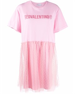 Платье футболка со вставкой из тюля пуэн деспри Red valentino