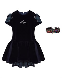 Бархатное платье мини с логотипом Lapin house