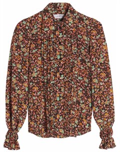 Шелковая блузка с оборками и цветочным принтом Victoria beckham