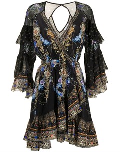 Платье с абстрактным принтом и V образным вырезом Camilla