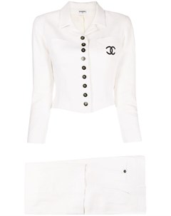 Льняной костюм с логотипом CC на пуговицах 1990 х годов Chanel pre-owned