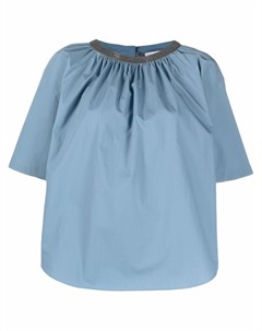 Блузка с короткими рукавами и сборками Brunello cucinelli