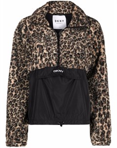 Флисовая куртка с леопардовым принтом и капюшоном Dkny
