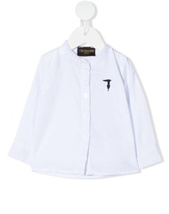 Рубашка с воротником стойкой и вышитым логотипом Trussardi junior