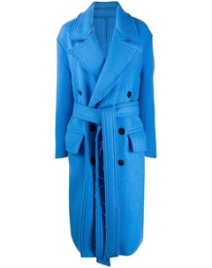Двубортное пальто с поясом Ami paris