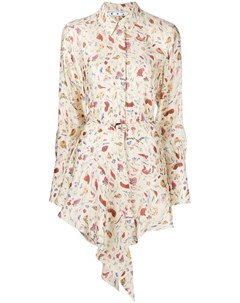 Платье рубашка с цветочным принтом и драпировкой Off-white