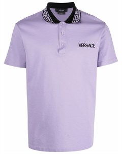 Рубашка поло вязки интарсия с короткими рукавами Versace