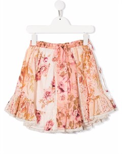 Расклешенная юбка мини с цветочным принтом Zimmermann kids