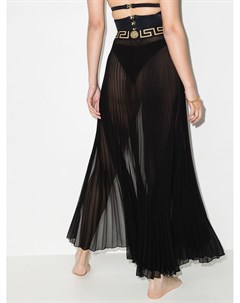 Плиссированная юбка макси с узором Greca Versace
