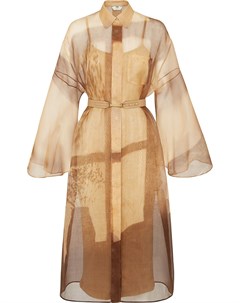 Прозрачное платье миди с поясом Fendi