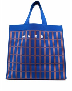 Клетчатая сумка тоут с логотипом Marni