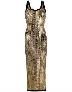 Длинное платье с эффектом кракле Balmain