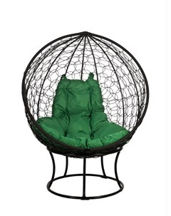 Кресло из ротанга orbis зеленая подушка черный 105x110x80 см Bigarden