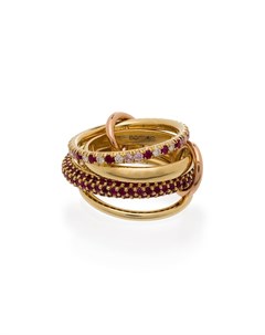 Золотое кольцо с рубинами бриллиантами и сапфирами Spinelli kilcollin