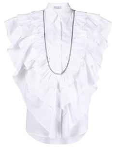 Блузка с короткими рукавами и оборками Brunello cucinelli