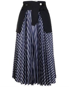 Плиссированная юбка с контрастной вставкой Sacai