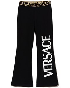 Брюки с узором Greca и логотипом Versace kids