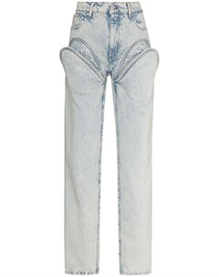 Прямые джинсы с вырезами и стразами Y/project