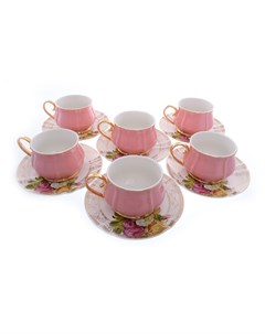 Набор чайных пар розовый тюльпан 200 мл 6 шт розовый Royal classics