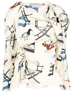 Блузка Cassie со сборками и графичным принтом Rejina pyo