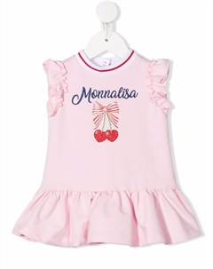 Платье мини с вышитым логотипом Monnalisa