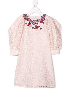 Кружевное платье с цветочной вышивкой Givenchy kids